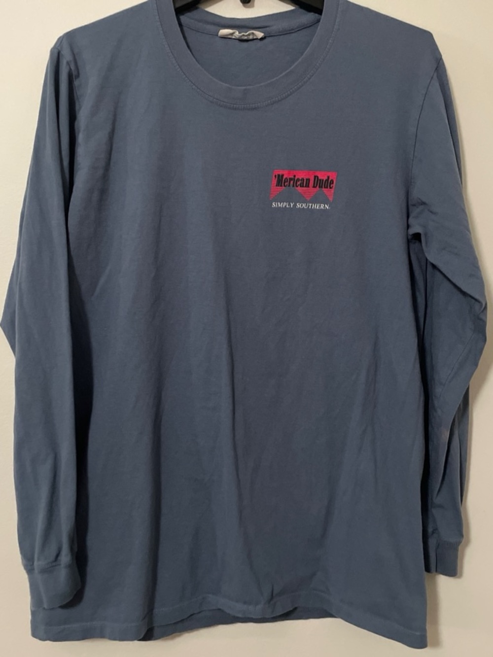 Simply Southern Blue 'Merican Dude Long Sleeve Graphic Tee - Picture 2 of 6
